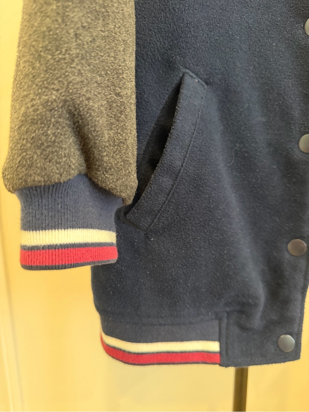 Zara Girls Navy & Charcoal Varsity Jacket with Red 'R' Patch - Picture 7 of 7
